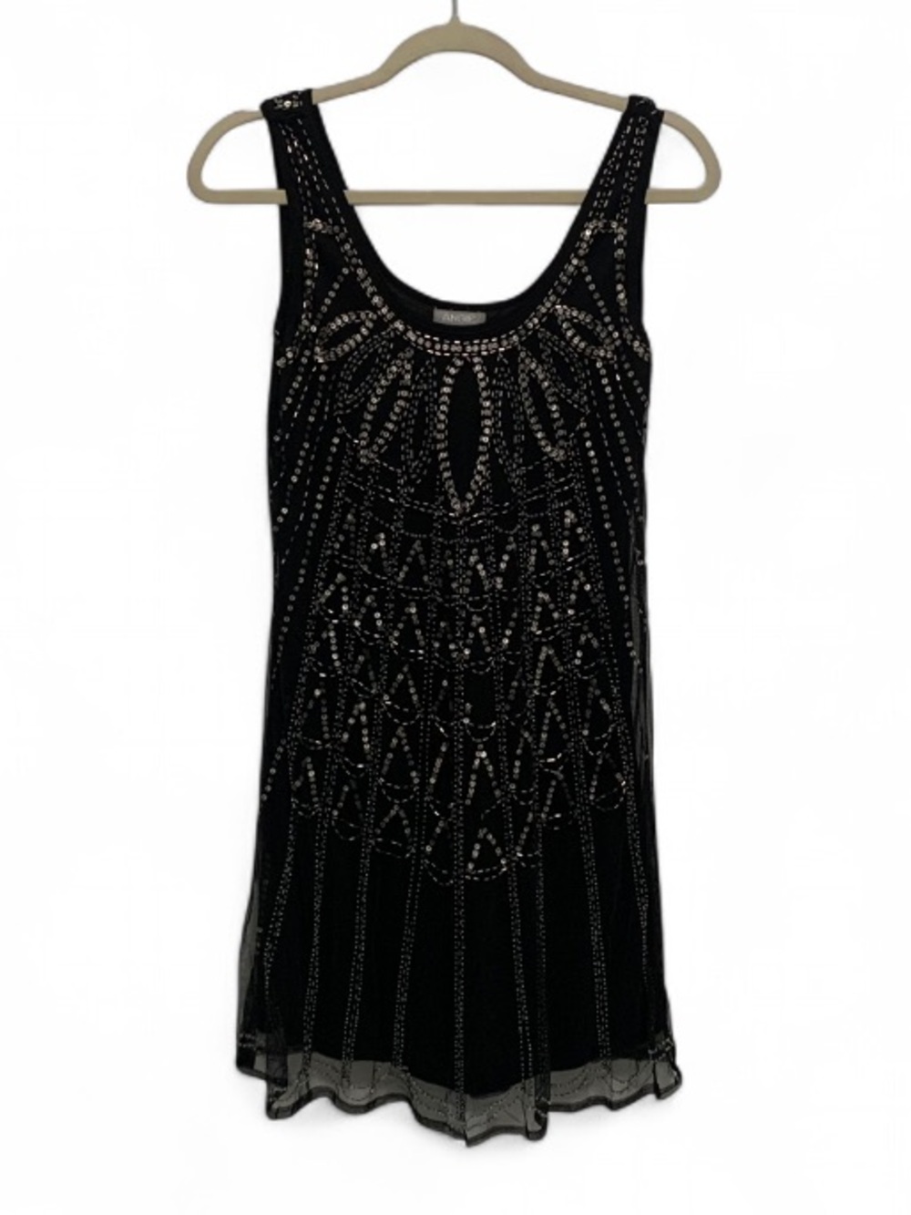 Angie Black Beaded Sleeveless Mini Dress